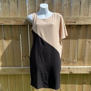 Trina Turk dresses asymmetrical sleeve color block knee length dress